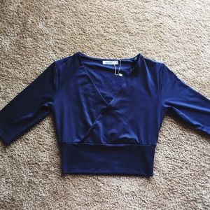 TEMT Plunge Long Sleeves Crop Top